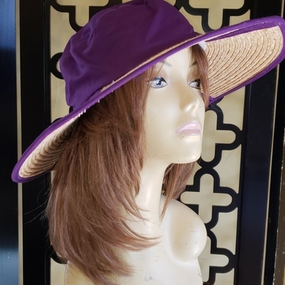 Purple Scala Gal Straw Cotton‎ Pool Hat